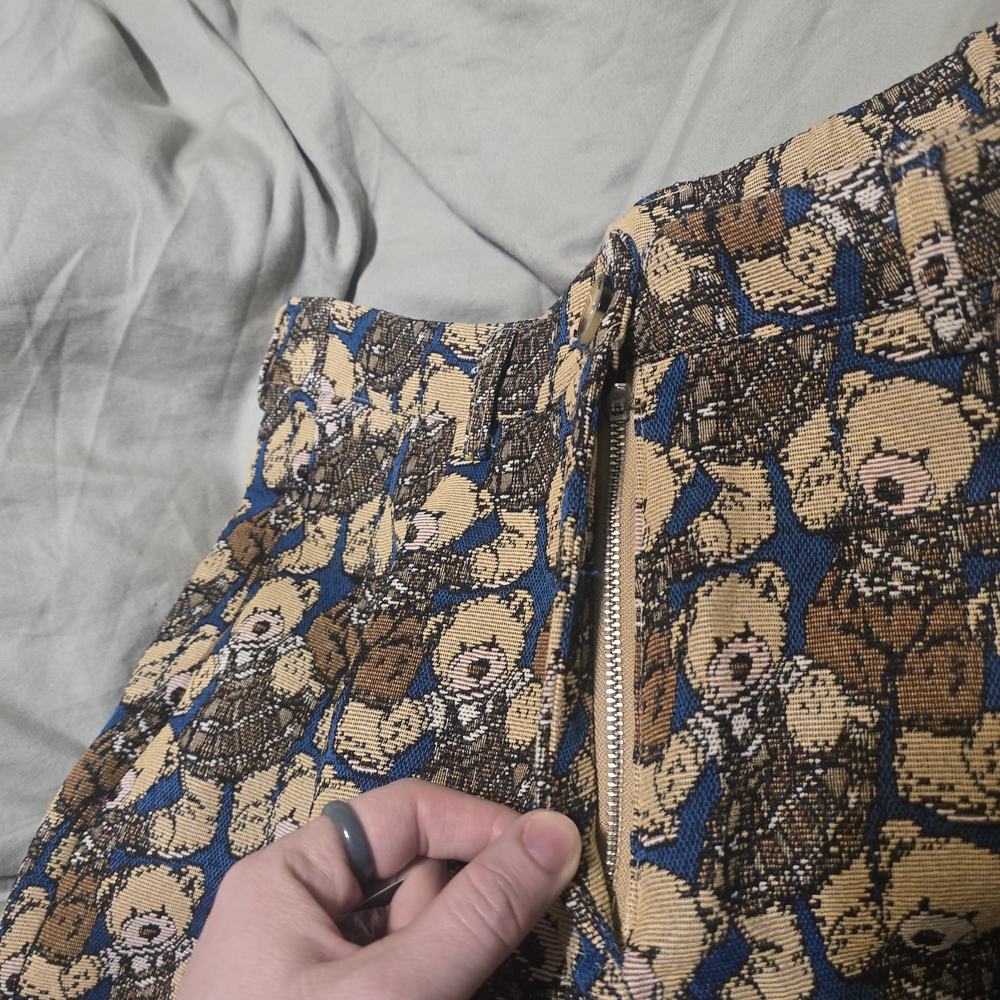 Dressed in LALA Navy and Tan Bear Jacquard Wide Leg Pants - Picture 3 of 7